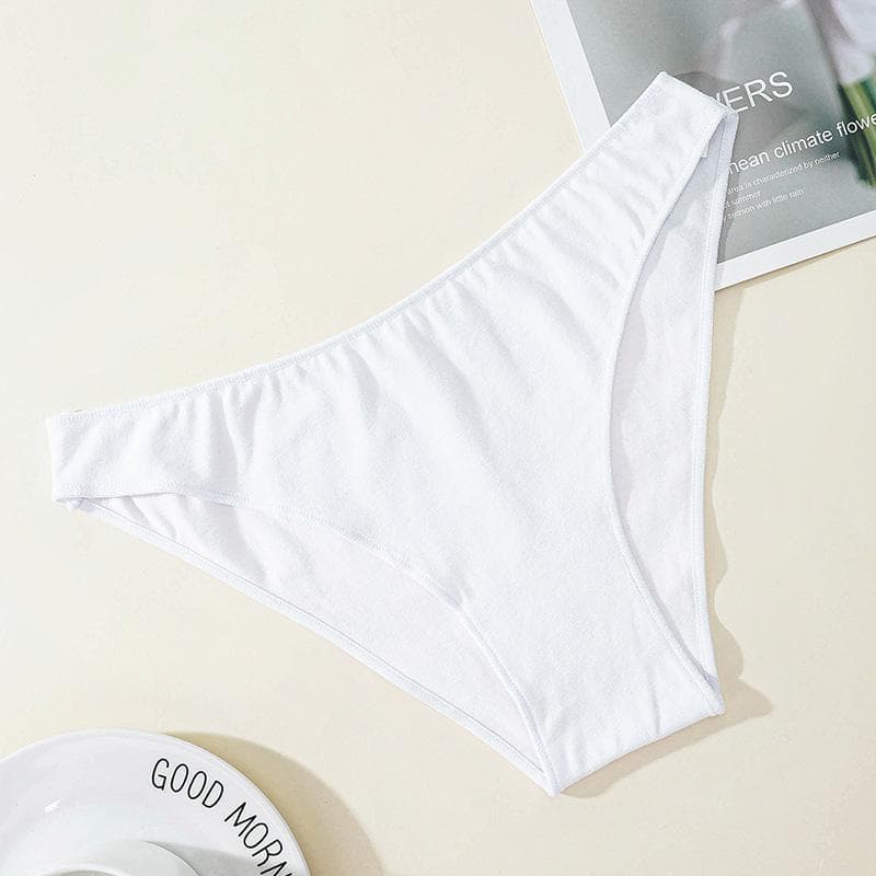 Ladies Pure Cotton Bikini Underwear Low Waist Seamless Briefs Comfortable Breathable Underwear M white