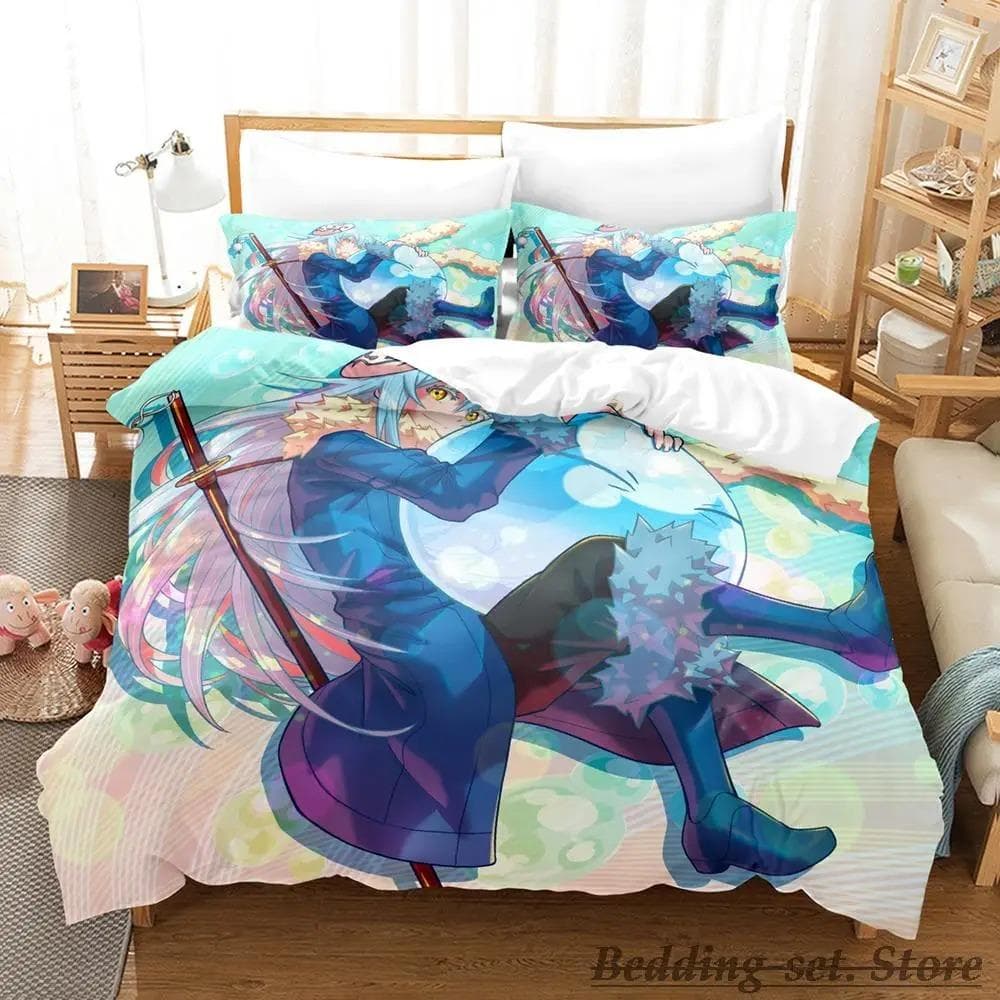 Rimuru Tempest Bedding Set Single Twin Full Queen King Size Bed Set Adult Kid Bedroom Duvetcover Sets Anime Kawaii US Twin 172x218cm