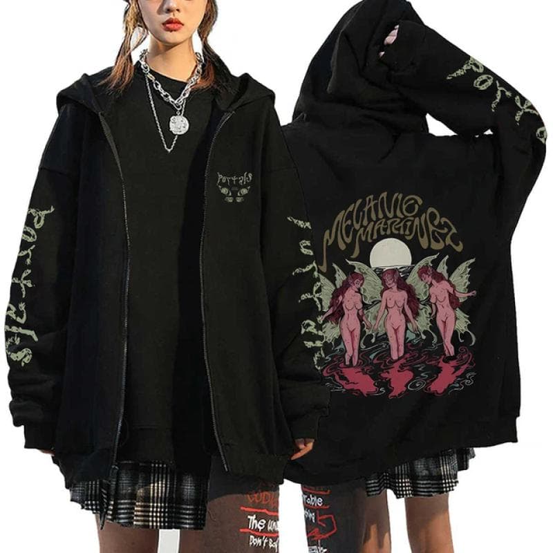 Hot Melanie Martinez Zipper Hoodie Harajuku Hip Hop Casual Loose Popular Pullovers Unisex Streetwear Tops XL