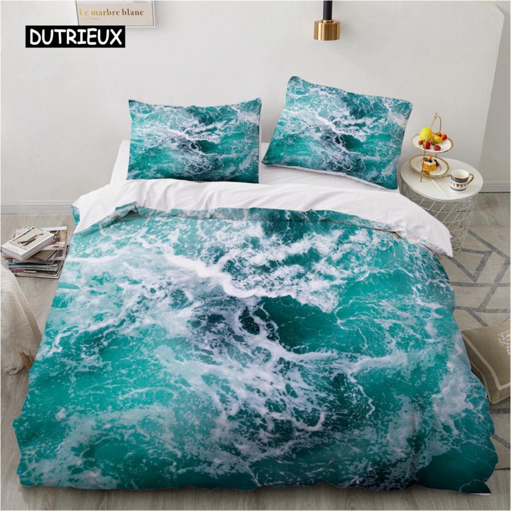 Green Leaves Bedding Set Plants Duvet Cover Set Design Palm Leaf Natural Scenery Bedroom Decoration For Women Children Teens Boy EU single(135x200cm)