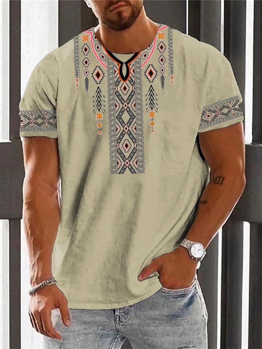 Vintage Ethnic T-shirt 3D Print Clothing O-neck Men Tops Oversized Short Sleeve Tee Summer Loose Male Streetwear Mens Clothes 2XL