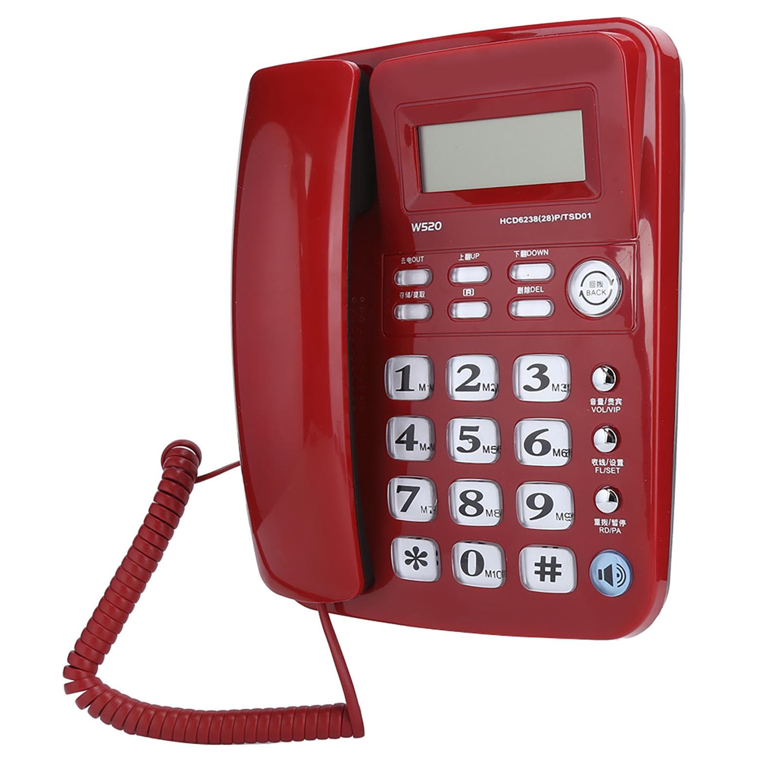 Office Domestic Business Caller Identification Telephone Fixed Hands Free Call Landlinered red