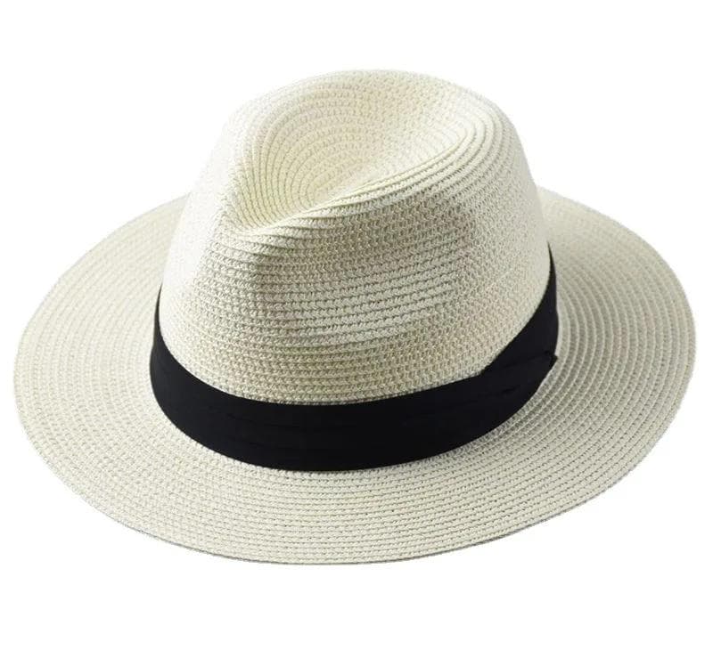 Summer Large Size 64cm Classic Sun Hats for Men Women Panama Hats Couple Wide Brim Beach Straw Hat Big Head Plus Size Fedora Hat XL 61-64cm milk white
