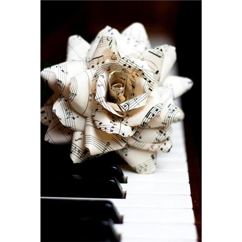 DIY 5D Diamond Painting White Rose Mosaic Diamond Embroidered 20X30CM