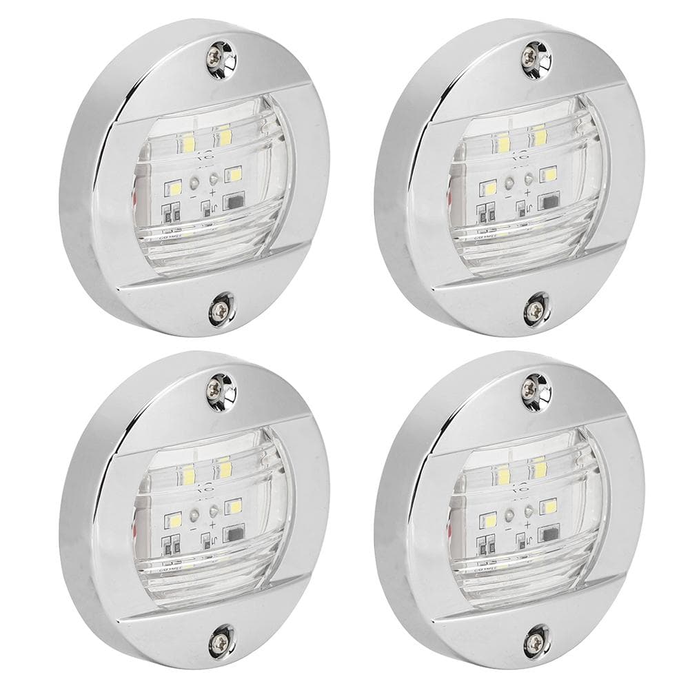 4pcs Clear Lens LED Round Navigation Stern White Light 12V Chrome Waterproof for Boat Yacht Trucks