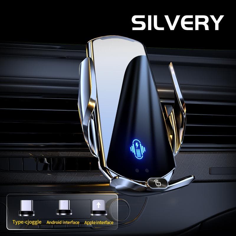 2024 Magic Clip Q11 New Upgrade Car Wireless Charger Mobile Phone Holder Opening and Closing Navigation Support Car Supplies silver