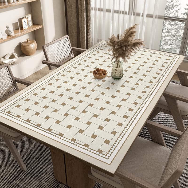 Waterproof Tablecloth for Dining Table Decoration Accessories Oil-proof Kitchen Restaurant Desk Mat Beige PvcTable Cloth No-wash Custom size