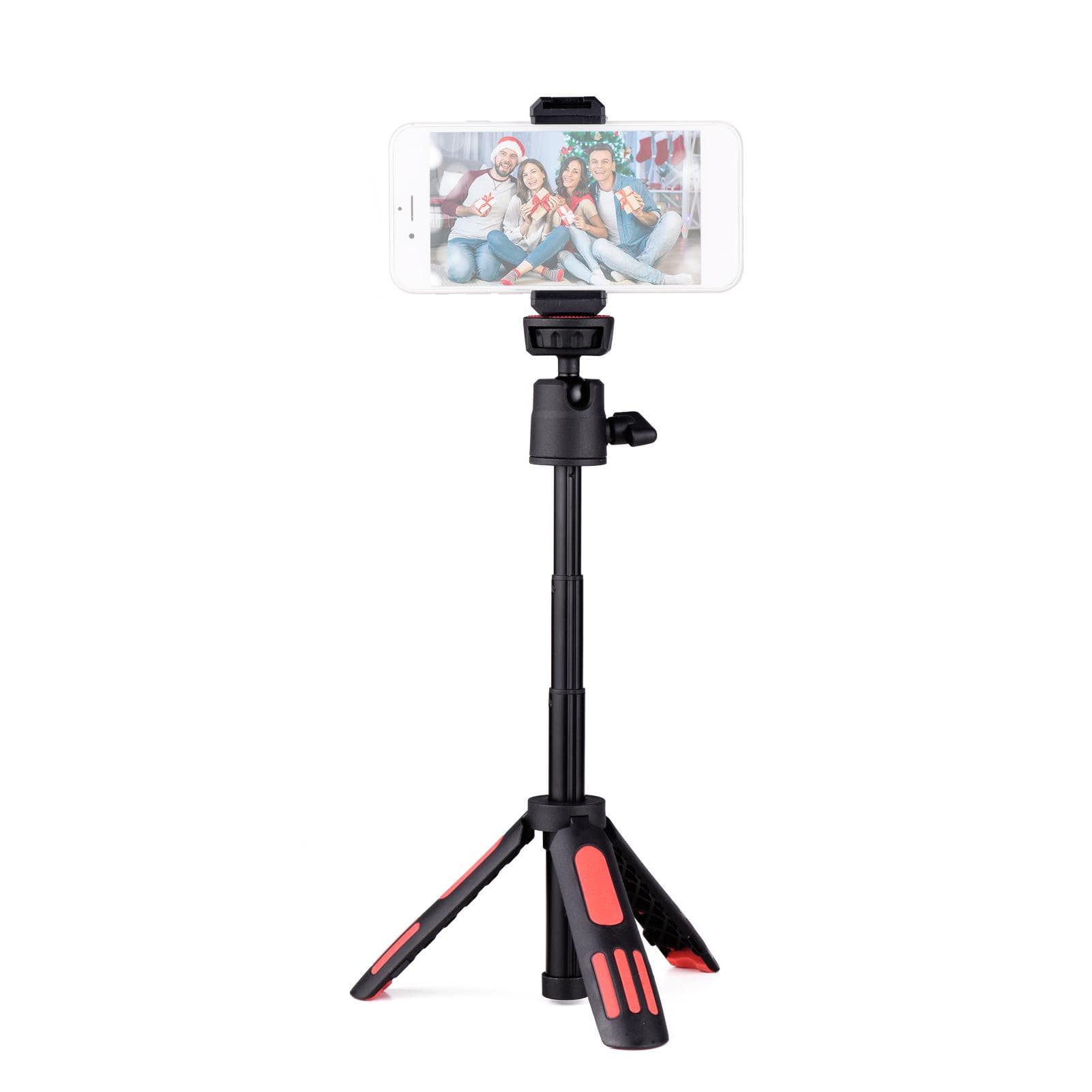 Andoer M12 Portable Mini Tripod 3 Sections Extendable with Rotatable Ball Head Phone Clip 1/4 Inch