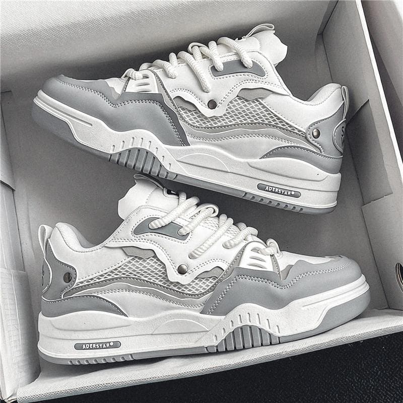 Men's Vulcanized Shoes Trendy Personalized Teenagers Casual Shoes Round Toe Lace-Up Plus Size Platform Shoes Men Shose For Sale 46 gray