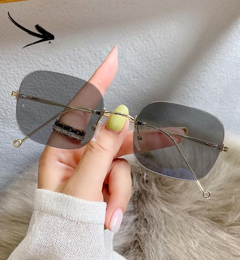 New Model Frameless Ladies Anti Blue Light Glasses Fashionable Retro Style Nearsighted Eyewear 2189 -4
