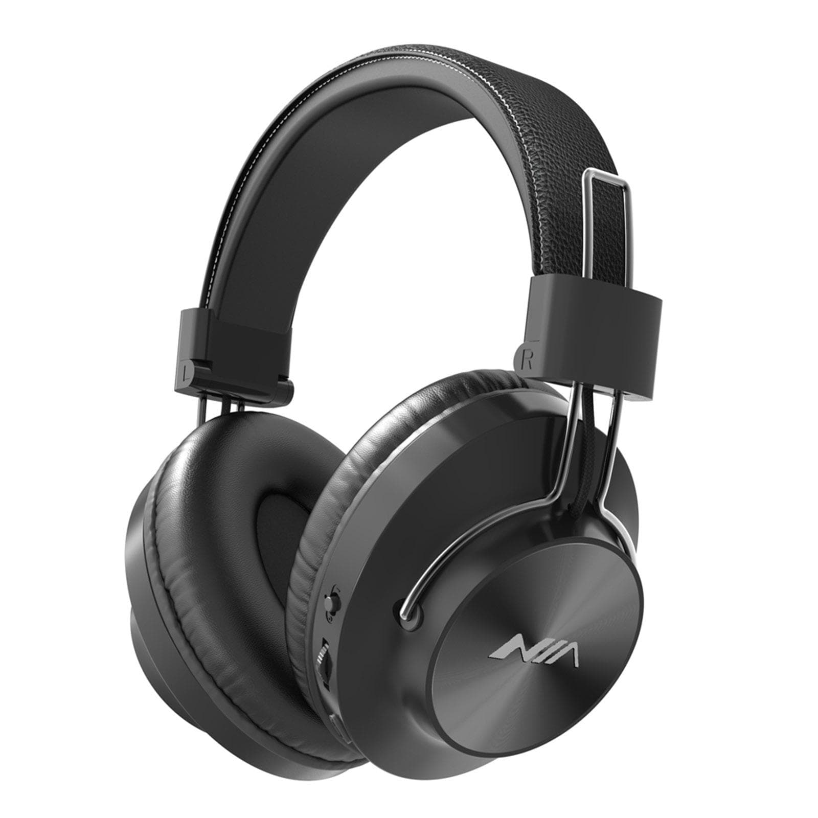 NIA S4000 Foldable Over Ear Music Headset Wireless Bluetooth Headphones Stereo Music Earphone 3.5mm AUX IN TF Card MP3 Player FM Radio with Microphone black