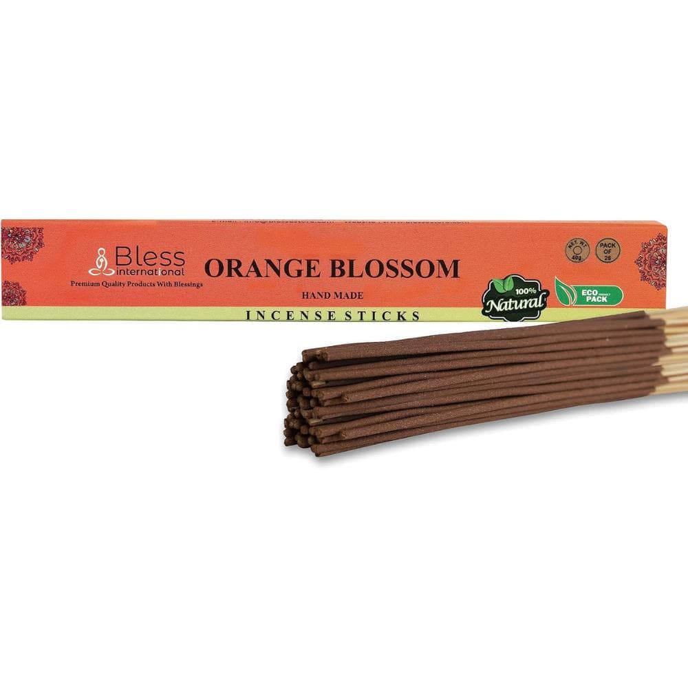 Bless-Orange-Blossom-Incense-Sticks 100%-Natural-Handmade-Hand-Dipped-Incense-Sticks Organic-Chemicals-Free for-Purification-Relaxation-Positivity 25 Sticks (40GM)