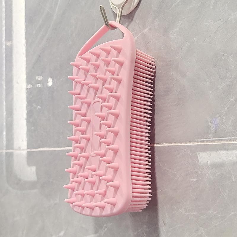 2 In 1 Silicone Shower Brush Scrubber Soft Silicone Scalp Massager Shampoo Brush Double-Sided Body Brush Foam Skin Clean Tool pink