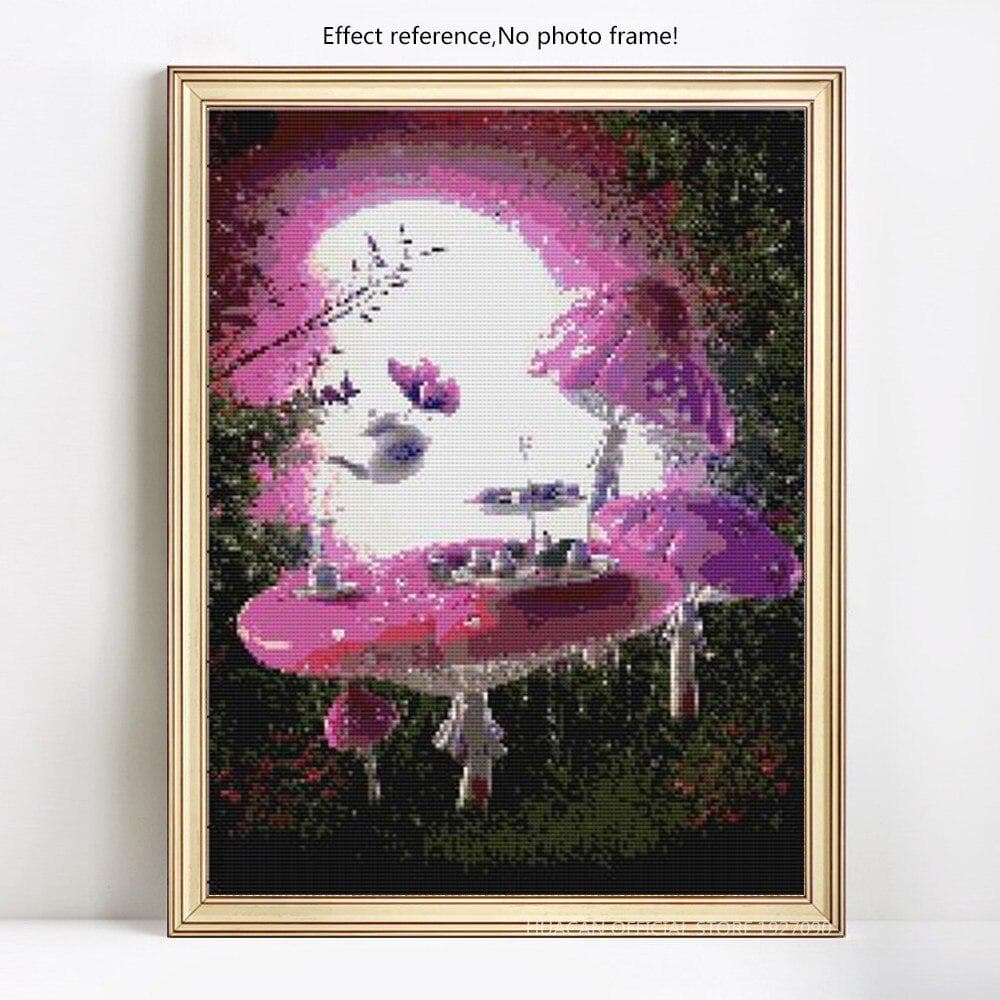 Diamond Painting Cartoon Mushroom Tableware Diamond Embroidery Picture 20X30CM