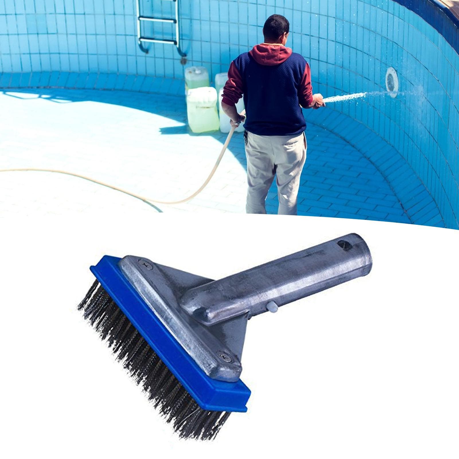 5in Pool Cleaner Brush Stainless Steel Bristles Aluminum Alloy Handle Swimming Pool Cleaner for