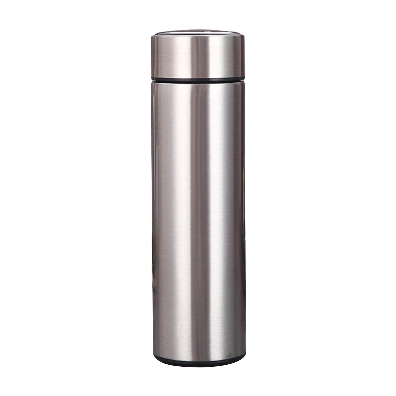 17oz Vacuum Insulated Coffee Mug Double Walled Water Bottle with LED Temp Display Removable Filter silver