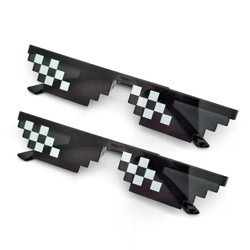 1Pcs Mosaic Sunglasses Cool Vintage Pixelated Shades For Men Women Party Funny Eyewear Trendy Glasses 2PCS