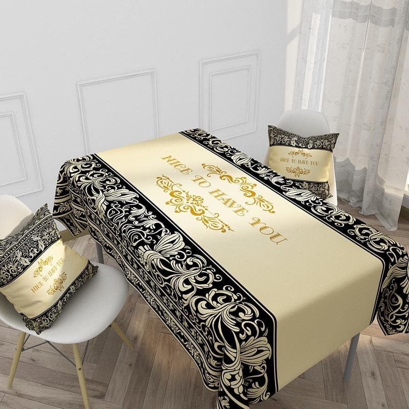 Waterproof Linen Tablecloth Household Ethnic Style retro Pattern Hotel Tablecloth Rectangular Kitchen Tablecloth 70-70cm