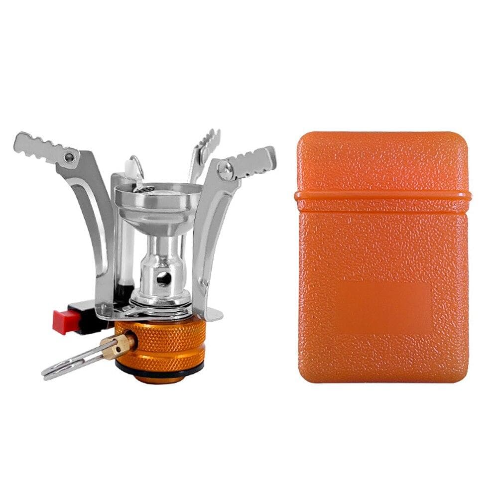 Outdoor Gas Stove Camping Gas Burner Portable Mini Titanium Stove Survival Furnace Pocket Picnic Gas Cooker Portable XYZ orange/silver