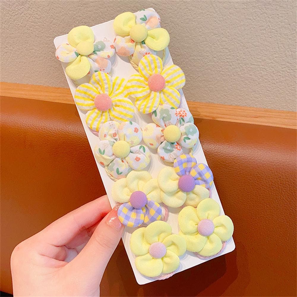10pcs/Set Sweet Flower Shaped Hair Ties Elastic Hairbands Baby Colorful Ponytail Holders Rubber Band For Toddlers Kids