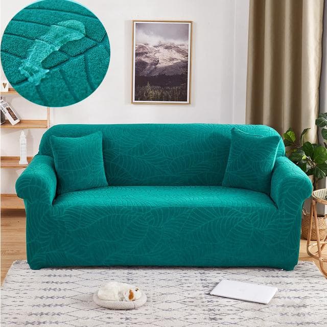 Waterproof Solid Elastic Sofa Cover Stretch Jacquard Spandex Armsofa Cover For Living Room 1 /2 /3 /4 Seats 2 seat 135-175cm green