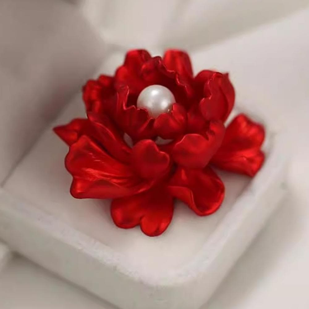 Red peony flower corsage coat pin high-end accessories red