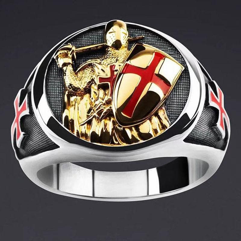 Men's Templar Cross Ring Punk Ring Bicycle Religious Amulet Amulet Jewelry Gift 13 silver