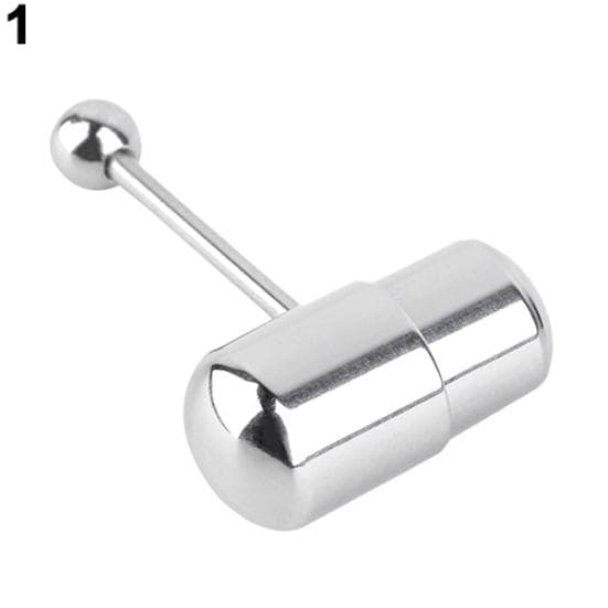 1Pc Cool Vibrating Barbell Tongue Rings Bars Piercing Stainless Steel Body Jewelry silver