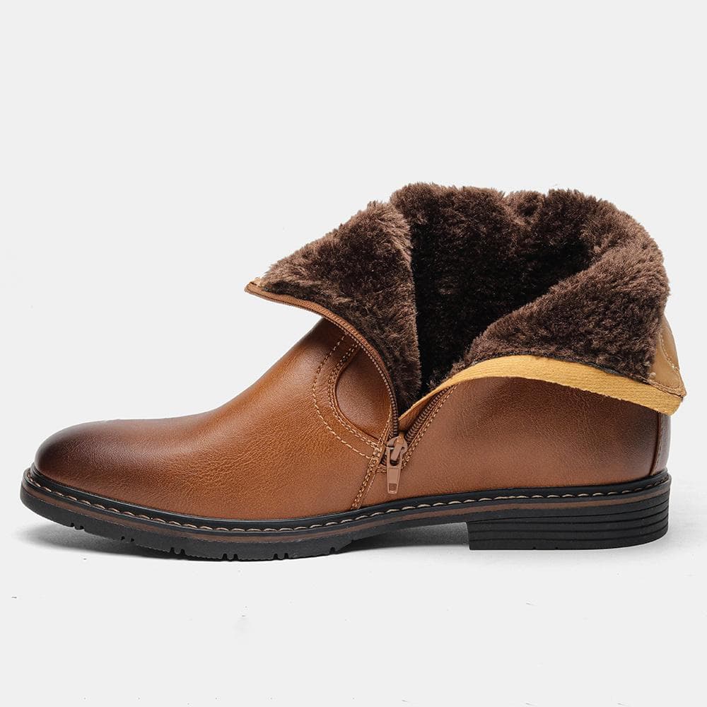 40-45 Men Winter Boots Vintage Ankle Warm Men's Winter Shoes #5278 43 brown