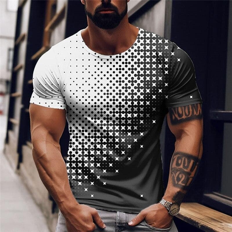Summer Men's T-Shirt Oversized Tees Top Contrast Print Slim Fit Shirt Punk Short Sleeve Casual Men Clothing Designer Streetwear S