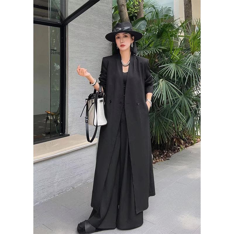 Women's Black Niche Design Long Suit Jacket Women's New Autumn Top L