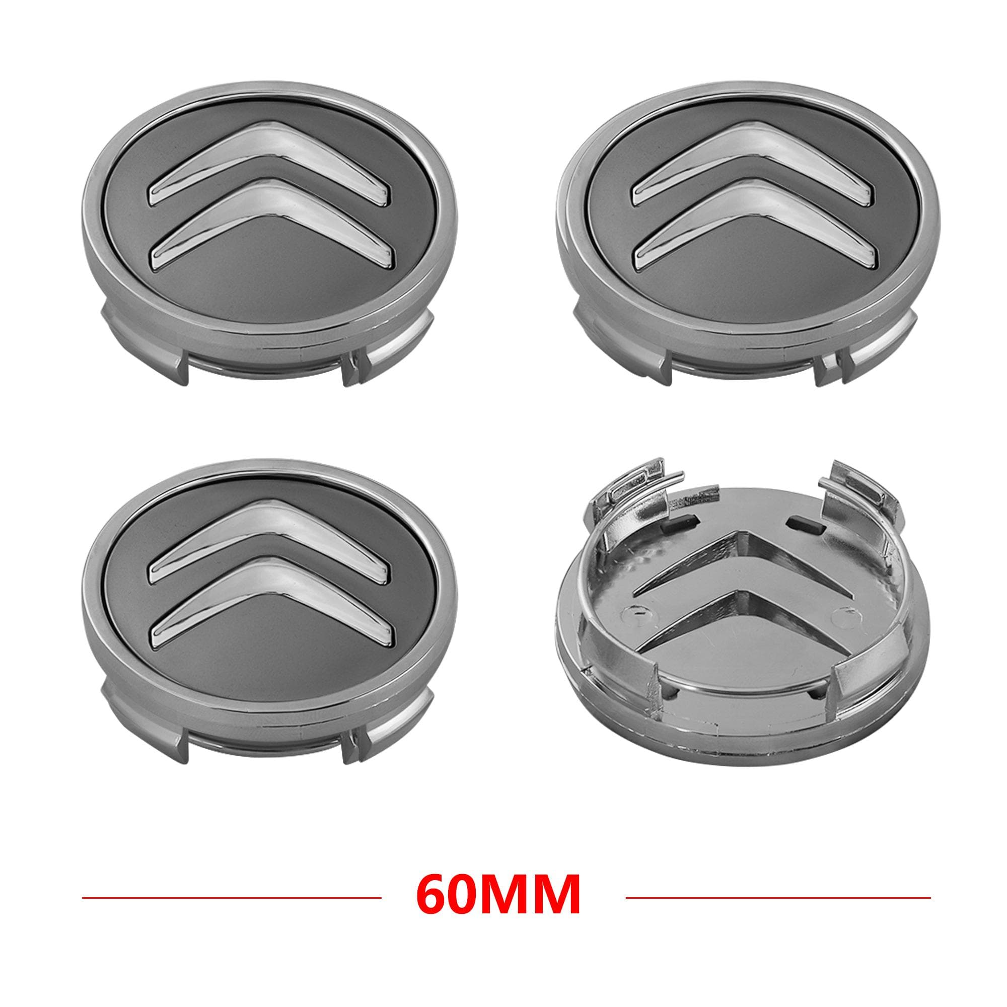 For Citroen C3 C4 C5 C6 C-Quatre Berlingo Accessories 4pcs 60mm Car styling Auto Car Wheel Center Hub Cap Rim Caps Covers Emblem grey
