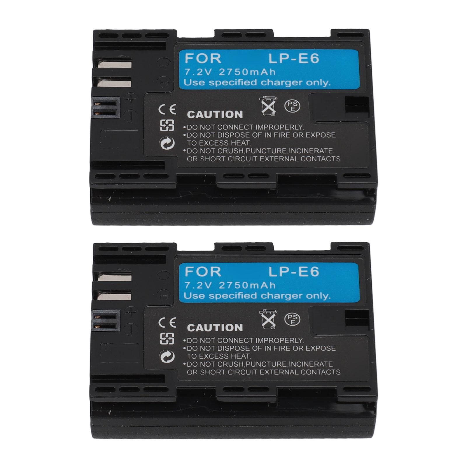 2pcs Camera Battery 2750mAh 7.2V for LP E6 E6N R5 R6 90D 60D 70D 80D 5D II 5D III 5D IV 5Ds 6D 6D