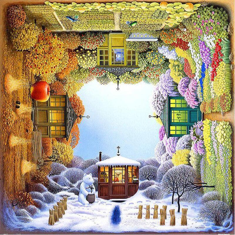 5D DIY Diamond Embroidery Four Seasons Diamond Painting Cross Stitch Rhinestone 5D Decor 30x30CM