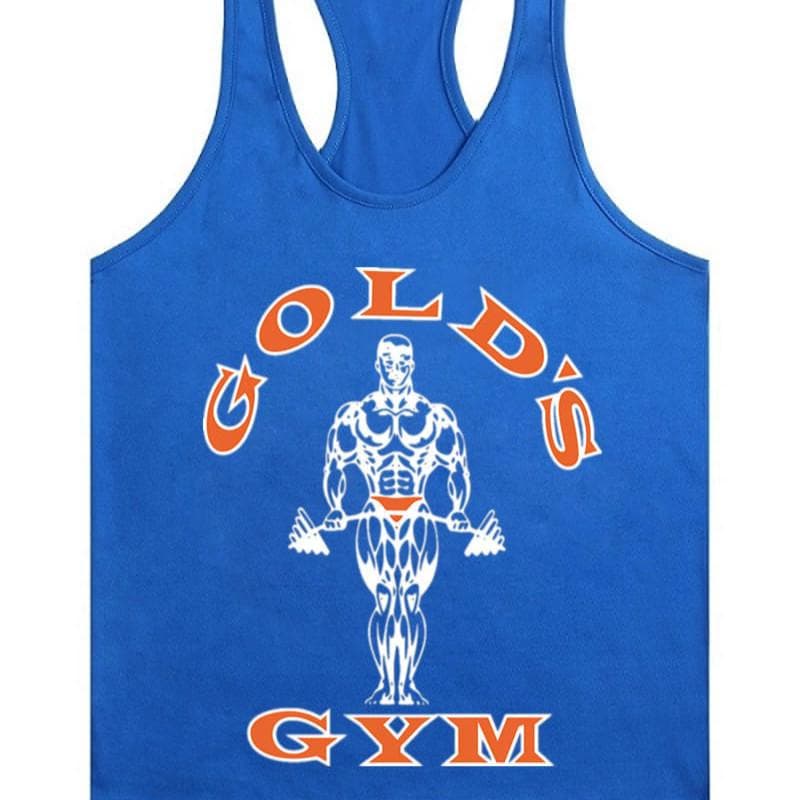 Men's Sleeveless Tank Top Europe Golds Vest Bodybuilding and Fitness M blue