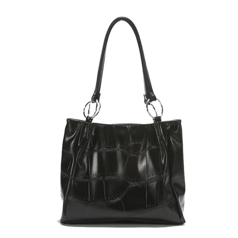 Large-capacity Women's Autumn and Winter Collection, Stone-patterned Women's Single-shoulder Bag, Office Commuting Bag, Tote Women's Bag black
