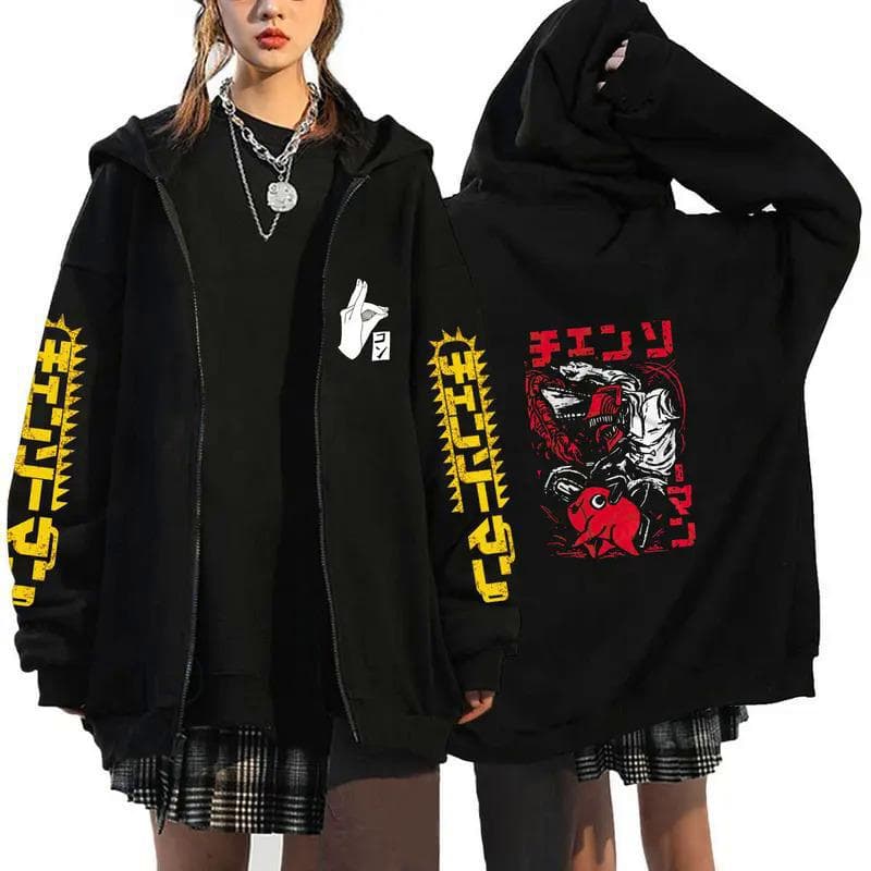 Anime Chainsaw Man Zip Hoodies Sweatshirts M