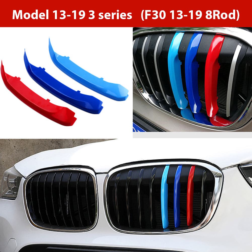 3pcs/Set M Power Car Racing Front Grille Trim Strips For X1 X2 X3 X5 E46 E90 E91 E92 E93 F30 E60 E61 F10 G30 G20 F07 F11 F18 Performance F30 13-19 8Rod
