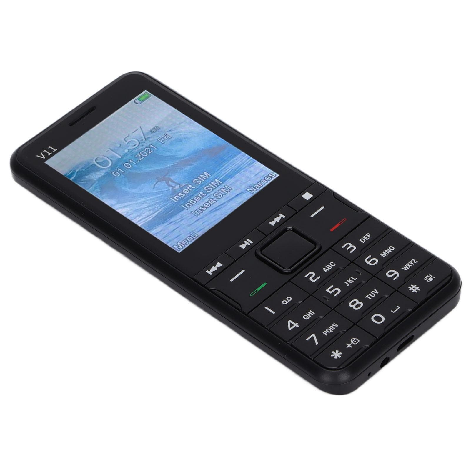 V11 Push Button 2.8 Inch Screen 32MB+32MB 2G GSM 3 SIM Cards 3 Standby Telephone (Black ) UK Plug black