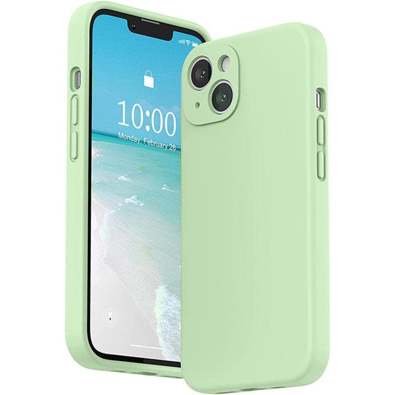 Square Liquid Silicone Soft Case for IPhone 16 15 14 13 11 12 Pro Max Mini X XR XS 7 8 Plus SE 2 Full Lens Protection Cover iPhone 11 green