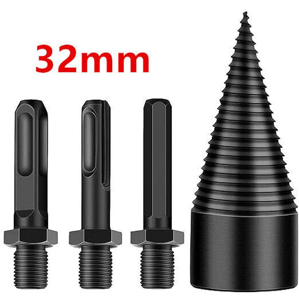 Wood Splitter Drill Bits 4Pcs Hex ShankRound Handle Firewood Drill Bit Heavy Duty Drill Screw Cone black