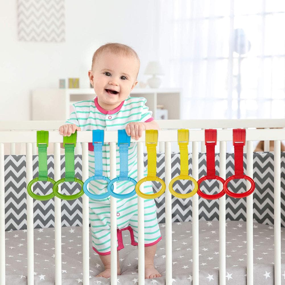 4 Pcs Baby Stand Up Walker Tool Rings Baby Pull Rings for Playpen Baby Crib Hooks Baby Training