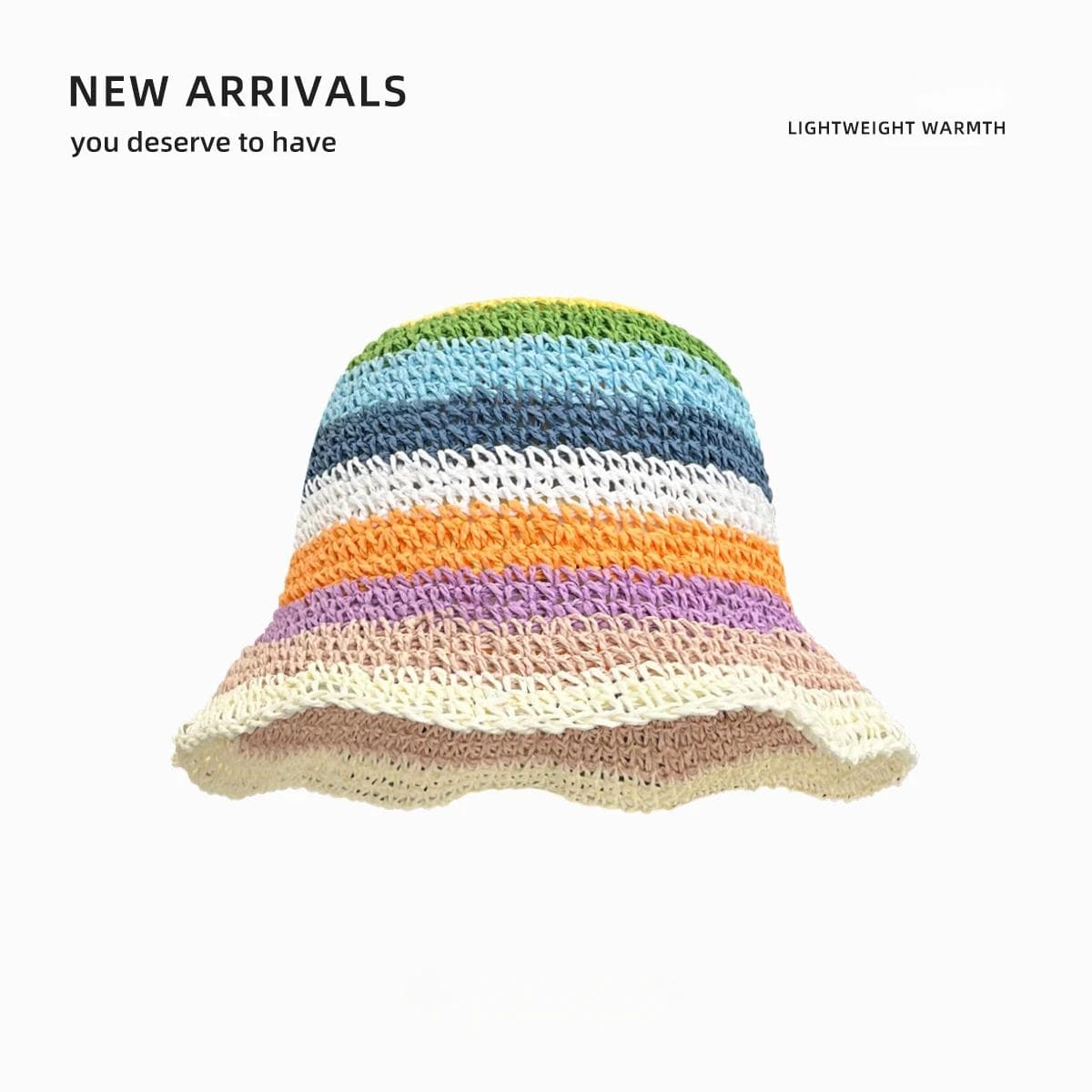 Sun Hat Women's Summer Sun Protection UV Protection 2024 New Beach Vacation Fisherman Hat Rainbow Colorful Striped Basin Hat single code