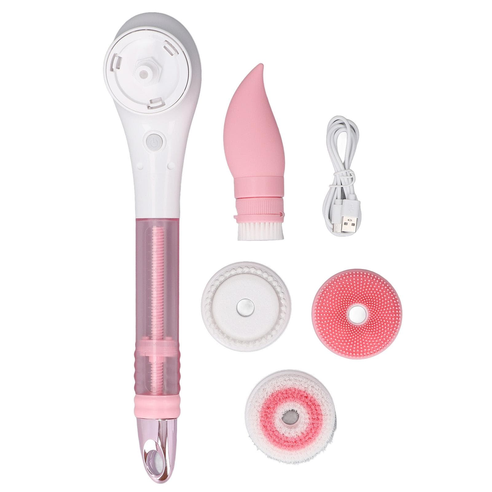 Electric Body Brush with Long Handle IPX6 Water Resistant Automatic Scubber Shower Brush Deep pink