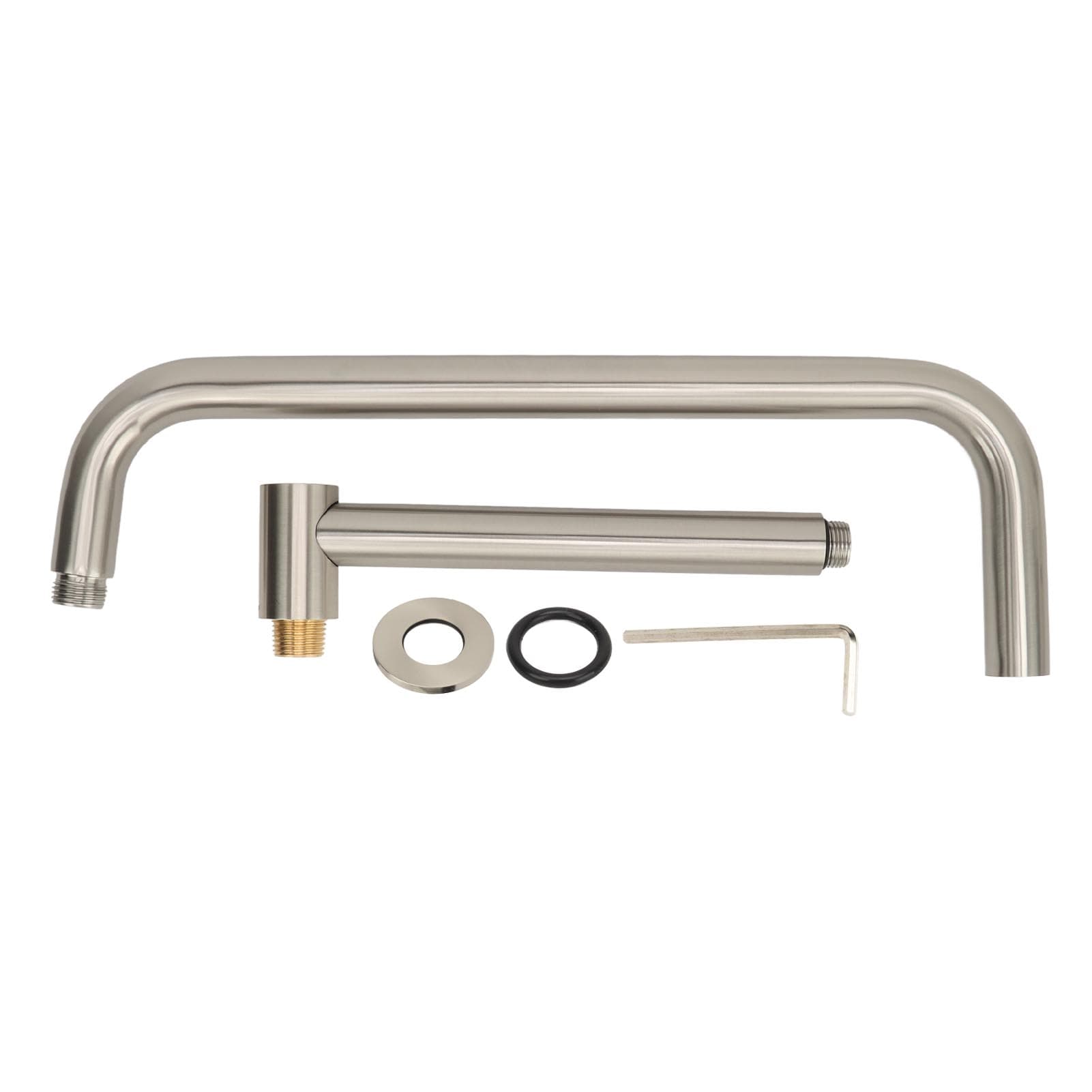Shower Head Extension with Flange S Shape Shower Arm Wall Mount Rotatable Stainless Steel Shower Brushed