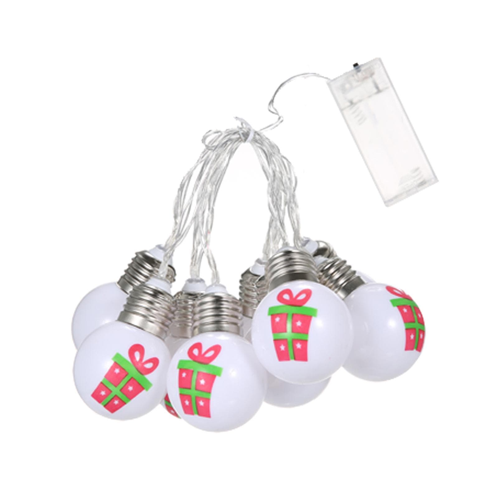 10FT 20LED Christmas Gift Pattern Light Bulb String Lights Decorative Fairy Lights LED Hanging 2m