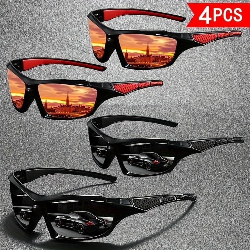 1/4PCS Unisex Sports Fashion Glasses Mirror Finish UV Protection Lightweight Durable