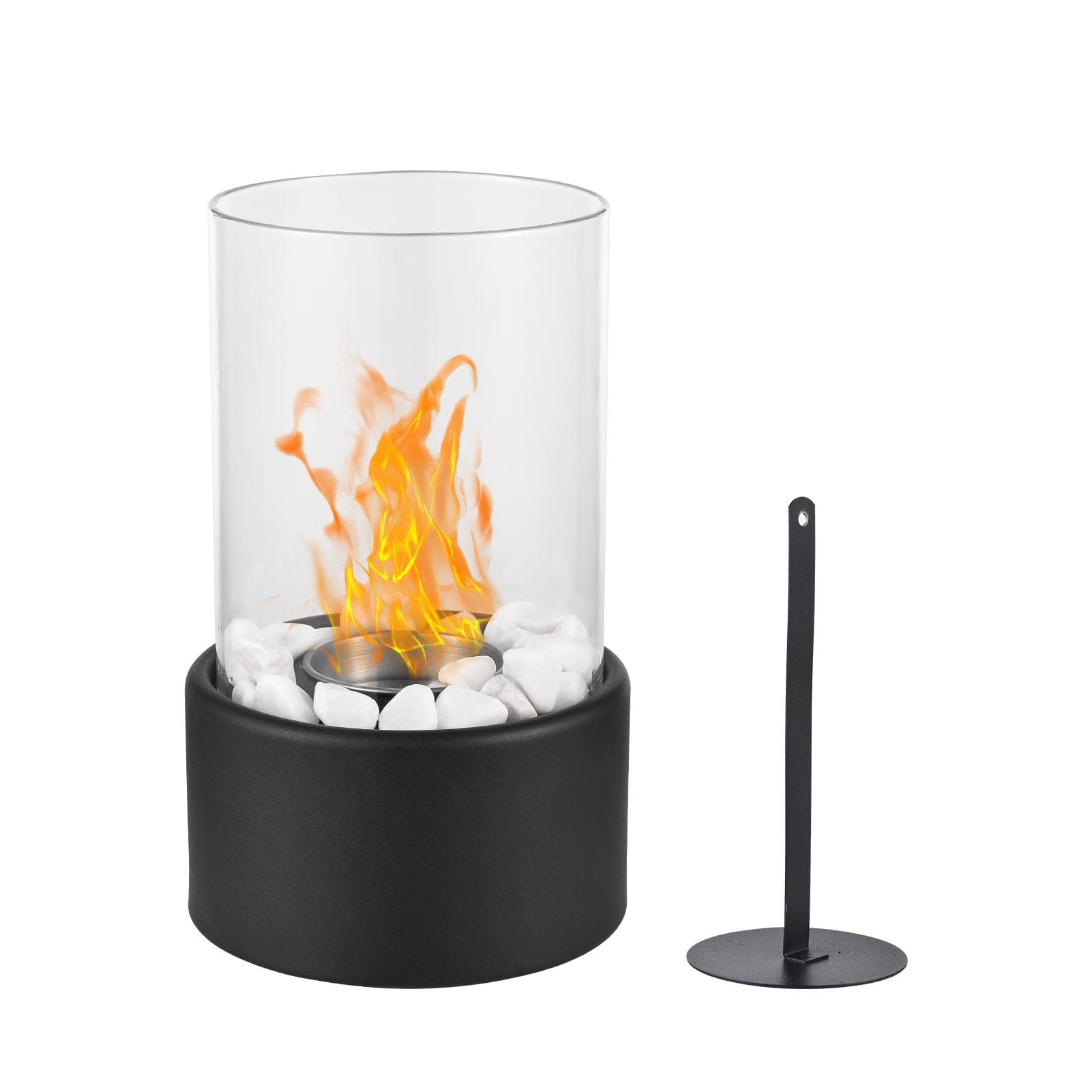 Bioethanol Fireplace Tabletop Fire Pit Bio Fireplace Bowl Pot for Indoor Outdoor Home Garden black