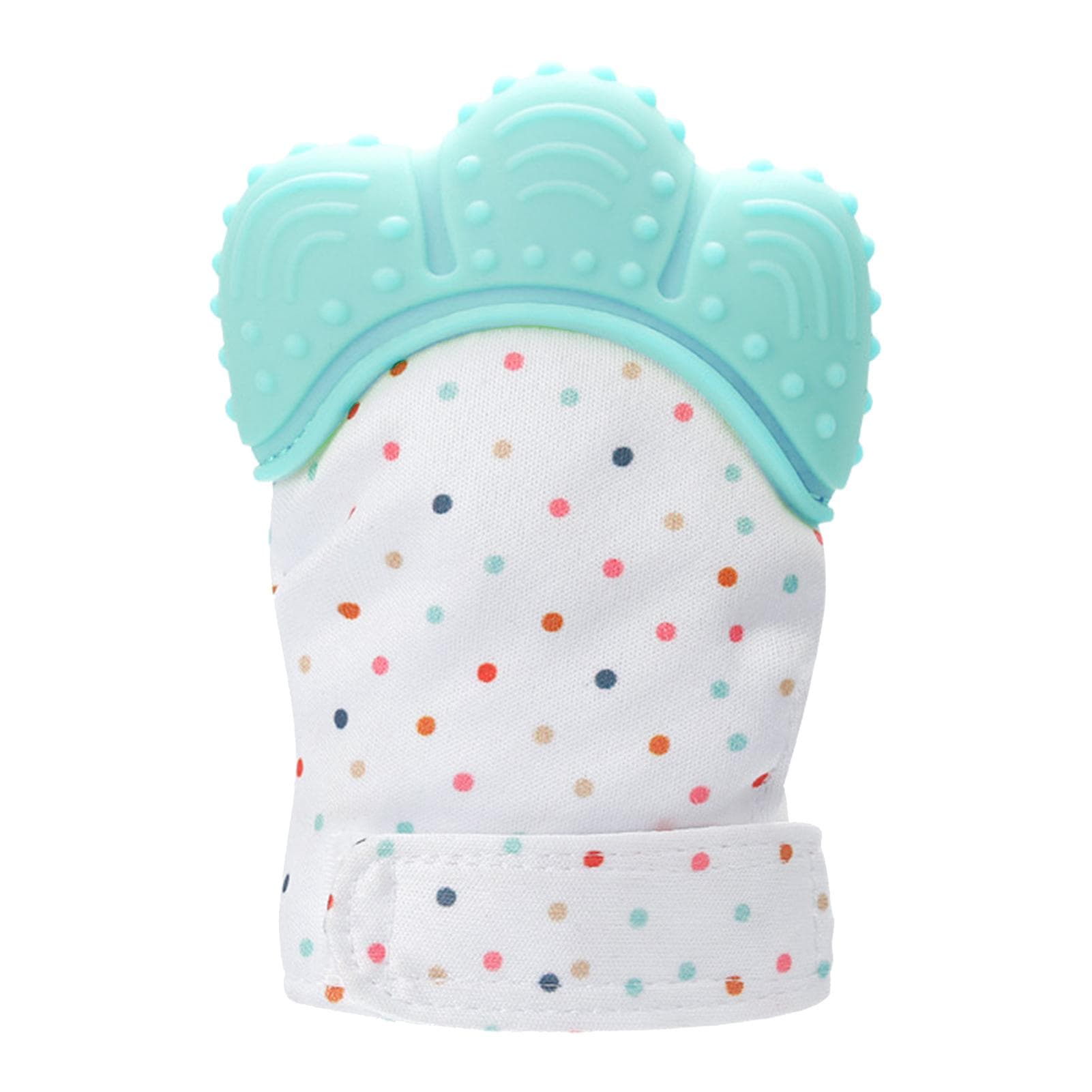 Baby Teething Gloves Safe Silicone Prevent Scratches Stimulating Teether Glove Sound Toy for mint green