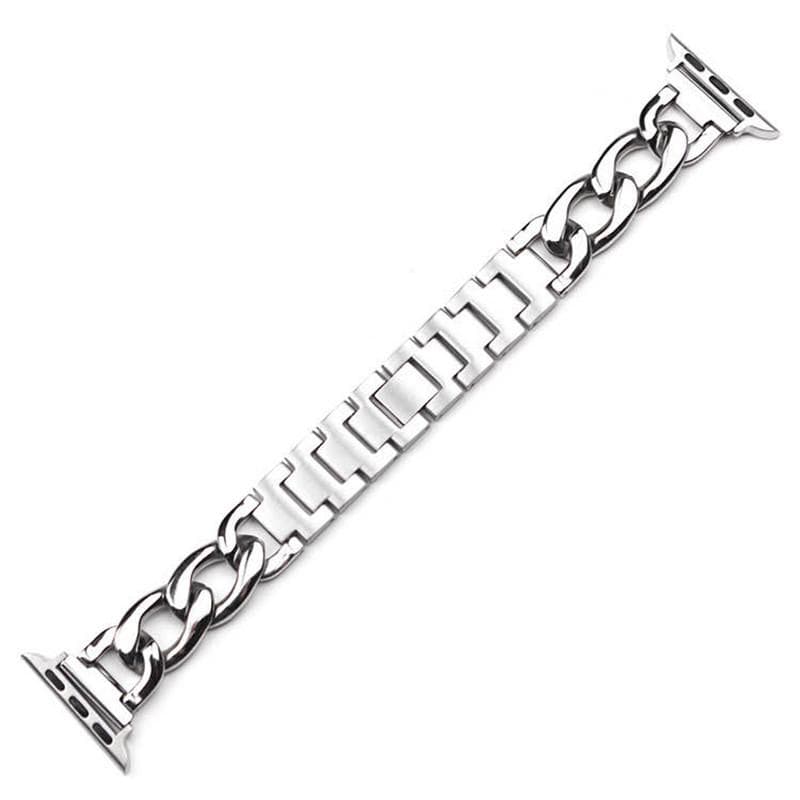 Cuban Link band for Apple watch strap 41mm 40mm 38mm 45mm 44mm 42mm Stainless steel metal bracelet iWatch series 7 6 5 4 3 se For 45mm